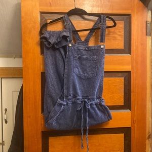 Soft stretch jean jogger overalls